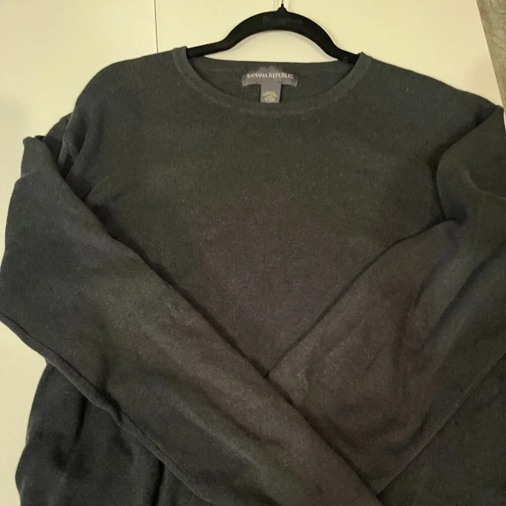 Banana Republic Mens Gray Cotton Long Sleeve Knit‎ Top XL 💗